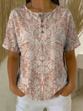 Women's Floral Art Print Casual Cotton Shirt