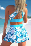 Plus Size Floral Ombre Cross Strap Bikini Set