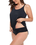Black Scarf X-Back Tankini Set