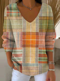 Women's Beautiful Abstract Multi-Checkered Painting Art Print Casual Pullover Sweater