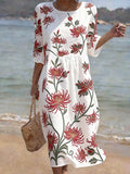 Women's Casual Floral Print Round Neck Dress