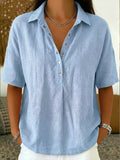 2026 Vintage-Inspired Cotton-Linen Polo Shirt - Soft Textured Casual Top