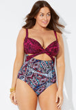 Aztec Cut Out Underwire One Piece Swimsuit