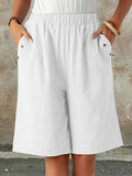 Women's Solid-color Straight-leg Casual Shorts