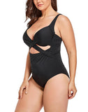 Black Cut Out Underwire One Piece Swimsuit