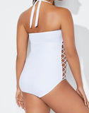 White Cut Out Underwire One Piece Swimsuit