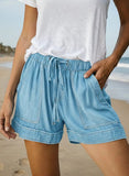 Women's Elastic Waist Denim Shorts