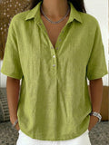 2026 Vintage-Inspired Cotton-Linen Polo Shirt - Soft Textured Casual Top
