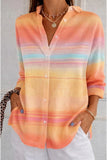 Women's Waffle Shirt Casual Shirt Summer Tops Graphic Geometric Vintage Stylish Long Sleeve Turndown Long Tops