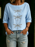 Cozy & Elegant Boat-neck Cotton-linen Shirt