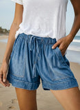 Women's Elastic Waist Denim Shorts