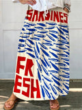 Women's Vintage Fish Sardines Art Print Linen Pocket Skirt