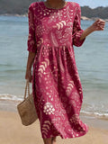 Women's Vintage Flower Art Print Cotton Dress