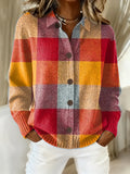 Women's Vintage Plaid Patterns Art Print Casual Sweater