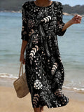 Women's Vintage Flower Art Print Cotton Dress
