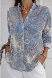 Women's Waffle Shirt Casual Shirt Summer Tops Graphic Geometric Vintage Stylish Long Sleeve Turndown Long Tops