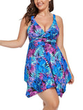 Blue Palm Two Piece Handkerchief Swimdress set