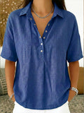 2026 Vintage-Inspired Cotton-Linen Polo Shirt - Soft Textured Casual Top