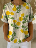 Women's Vintage Flower Pattern Printed Cotton Linen Top