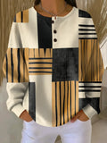 Women's Geometric Pattern Art Print Casual Waffle Sweatshirt