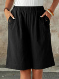 Women's Solid-color Straight-leg Casual Shorts