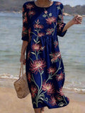 Women's Casual Floral Print Round Neck Dress