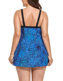 Blue Jungle Animal Print Banded One Piece Swimdress