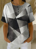 Women's Geometric Pattern Art Print Casual Cotton Shirt