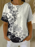 Women's Floral Art Print Casual Cotton Shirt