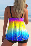 Women Plus SizeColorful Double Straps Tankini Set