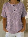 Women's Floral Art Print Casual Cotton Shirt
