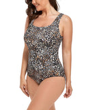 Leopard Print Lycra Xtra Life Shock Square Neck One Piece Swimsuit
