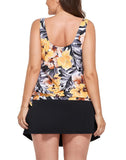 Everlasting Floral Side Tie Blouson Tankini With A-Line Swim Skirt