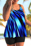 Plus Size Blue Ombre Printed Tankini Set