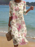 Women's Casual Floral Print Round Neck Dress