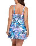 Multi Color Leaves V-neck Two-Piece Swimdress