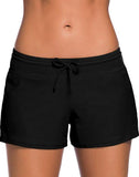 Black Low-rise Lace-up Boxer Swim Short
