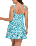Tropical Palm Tie Front Underwire Swimdress