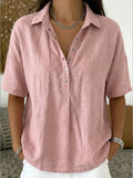 2026 Vintage-Inspired Cotton-Linen Polo Shirt - Soft Textured Casual Top