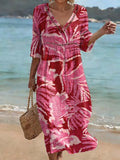 Women's Floral Art Print Casual Cotton Linen Dress