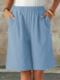 Women's Solid-color Straight-leg Casual Shorts