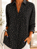 Women's Waffle Shirt Casual Shirt Summer Tops Ombre Floral Graphic Elegant Vintage Stylish Long Sleeve Turndown Regular Tops