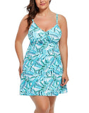 Tropical Palm Tie Front Underwire Swimdress