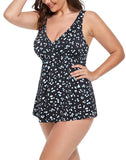 White Dots V-Neck Twist Tankini Set