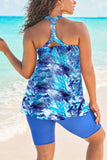Longer Length Braided Tankini Set - Multi Underwater Tie Dye