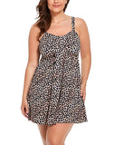 Leopard Print Two-Piece Bandeau Swimdress