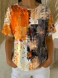 Women's Abstract Art Print Casual Cotton Shirt