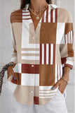 Women's Waffle Shirt Casual Shirt Summer Tops Graphic Geometric Vintage Stylish Long Sleeve Turndown Long Tops