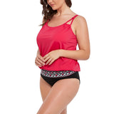 Red Loop Strap Blouson Tankini Set