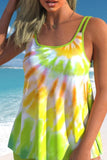 Plus Size Green Tie Dye Print Tankini Set